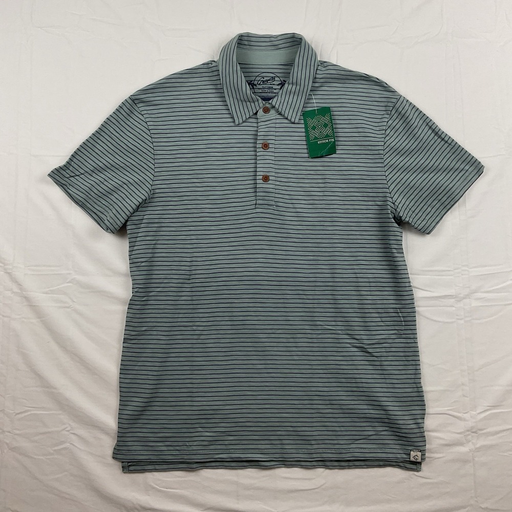 Grayers Polo Shirt‎ Mens Medium Green Stripe Soft Cotton Stitch Fix Golf Casual